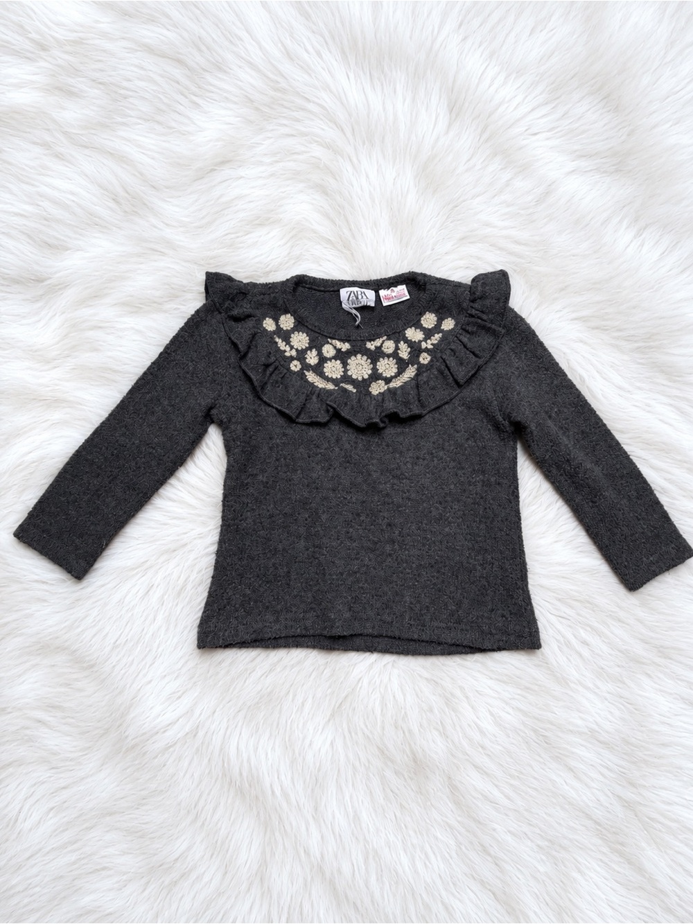 Zara Floral Collar Long Sleeve Sweater